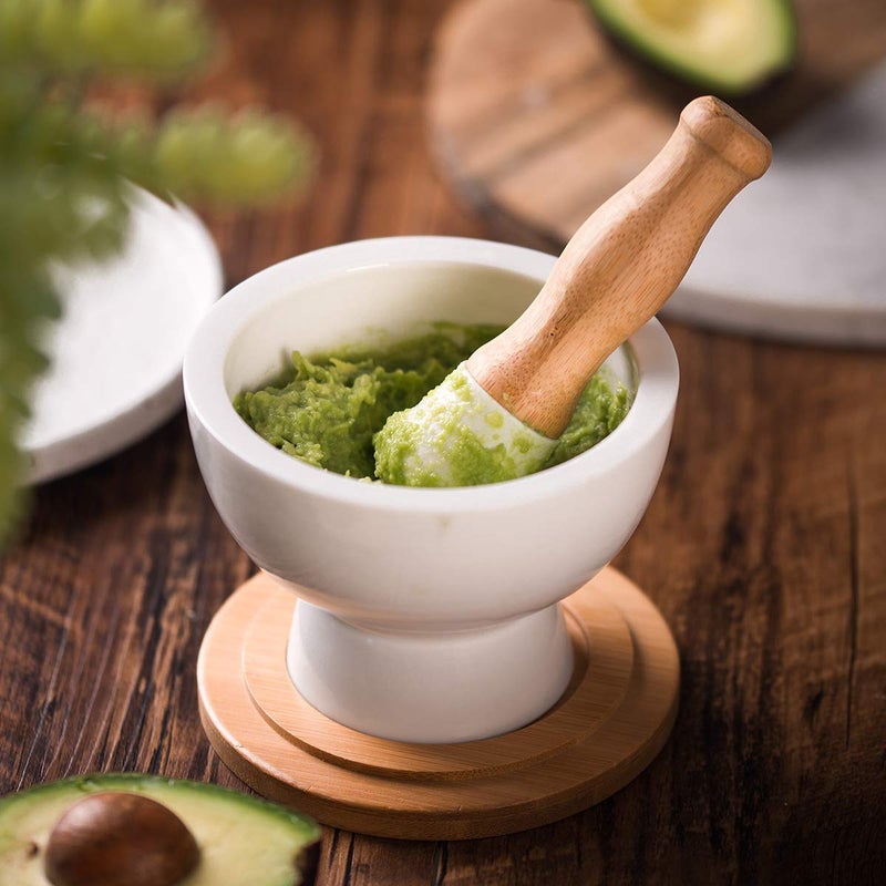 E-liu Porcelain Mortar and Pestle â€“ Pill Crusher,Spice Grinder,Herb Bowl,Pesto Powder â€“ Gift Ideal â€“ with Anti-Slip Base and Grip â€“ Molcajete for Seasoning,Paste and Guacamole. - Image 3